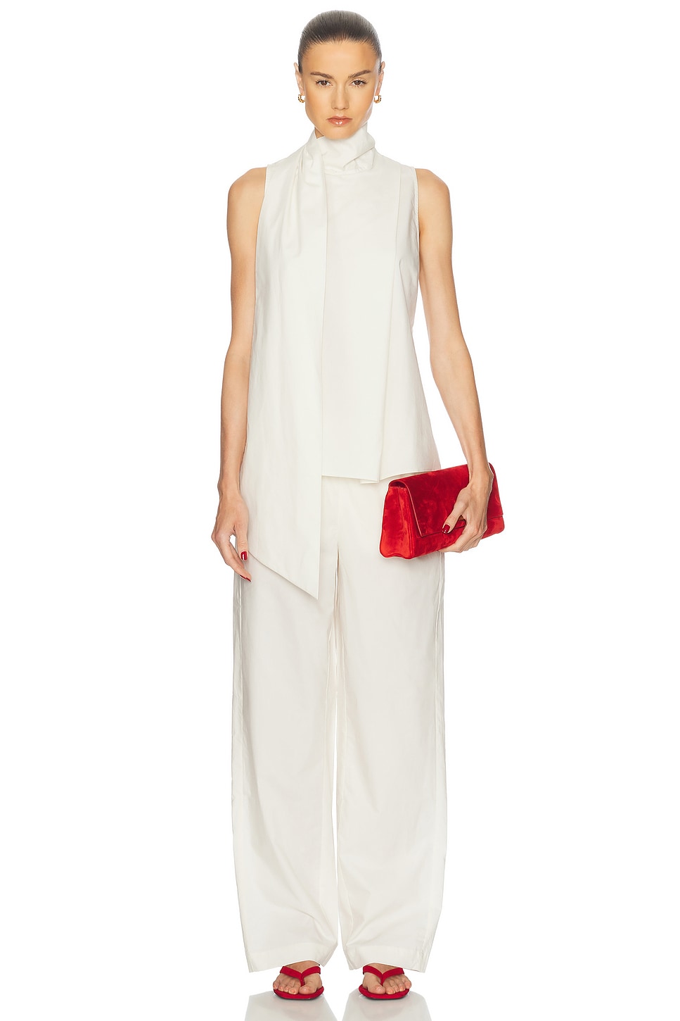 Image 5 of EAVES Noam Poplin Top in Chalk