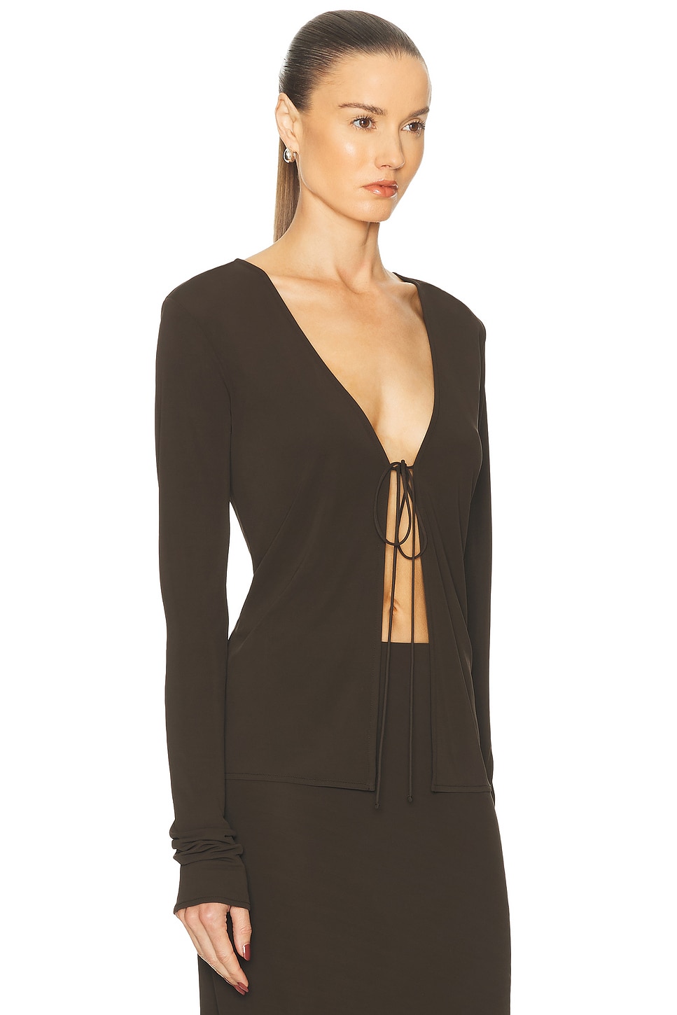 Image 3 of EAVES Lian Reversible Top in Dark Brown