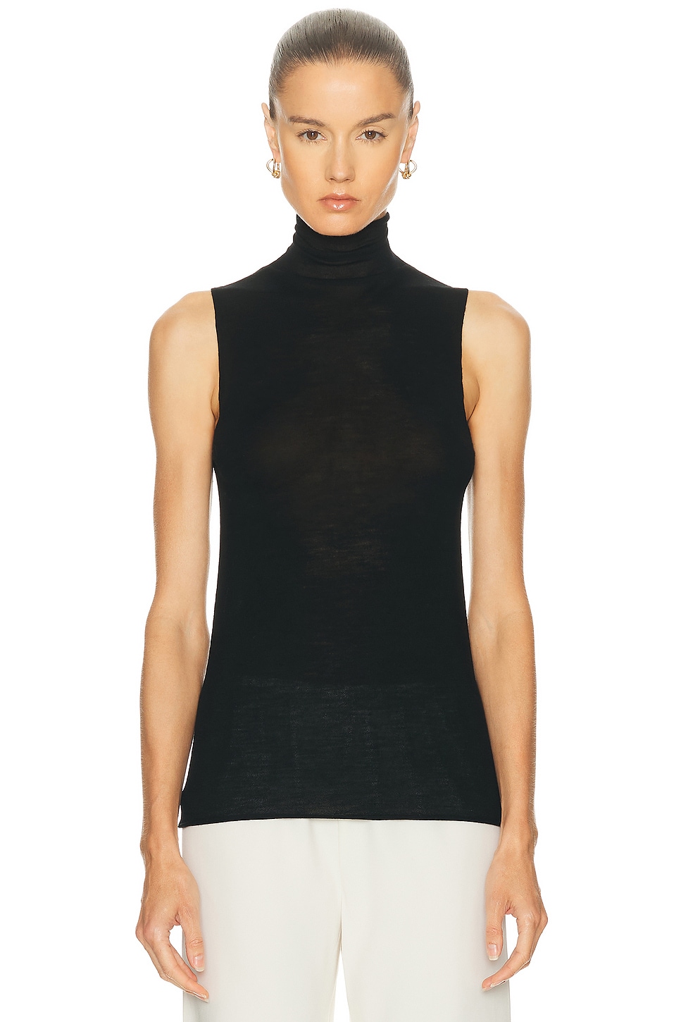 Image 1 of EAVES Alaska Sleeveless Knit Mockneck in Black