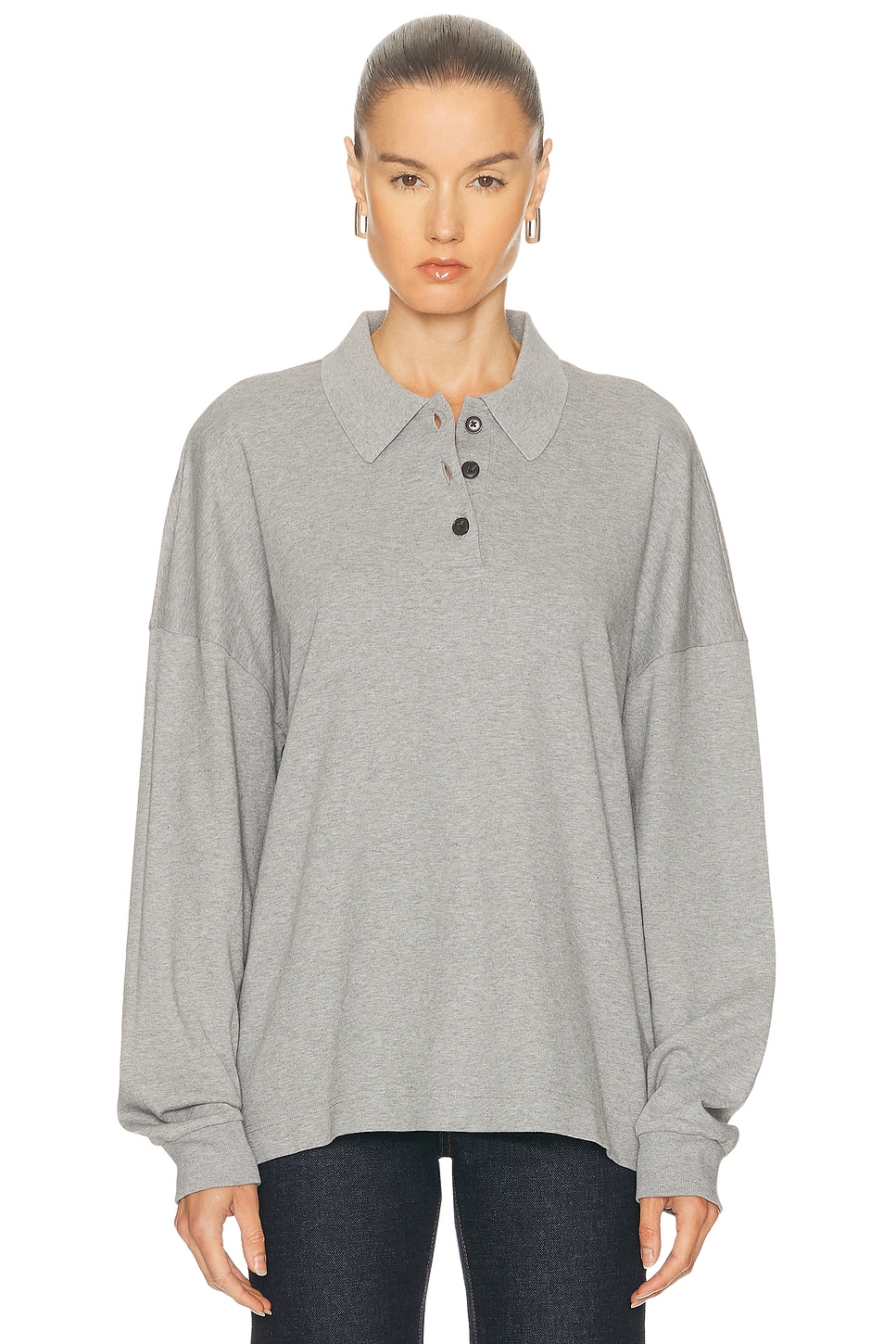 Image 1 of EAVES Lene Polo in Heather Grey