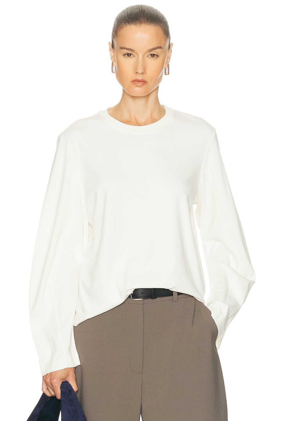 Image 1 of EAVES Lene Easy Long Sleeve Tee in White