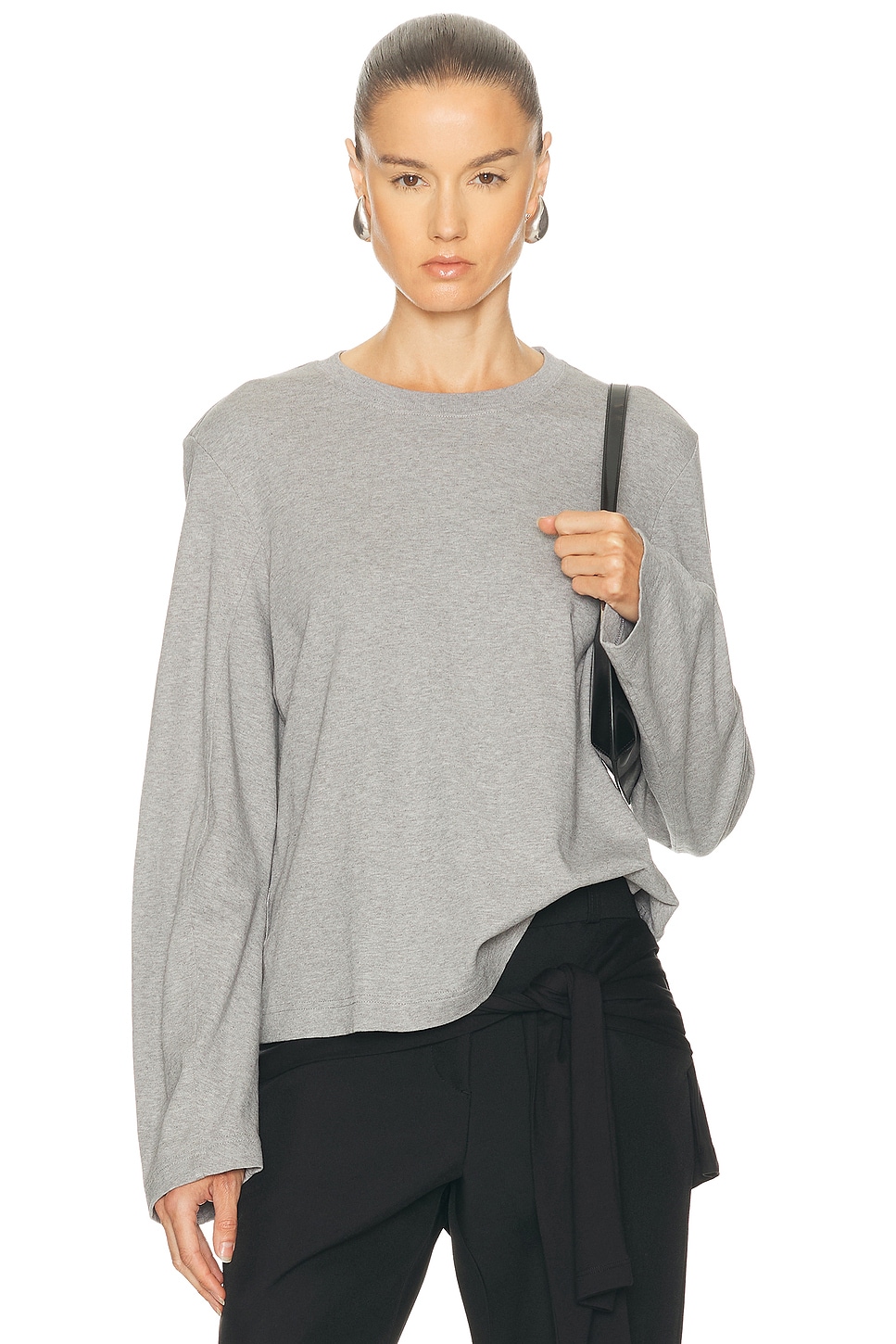 Image 1 of EAVES Lene Easy Long Sleeve Tee in Heather Grey