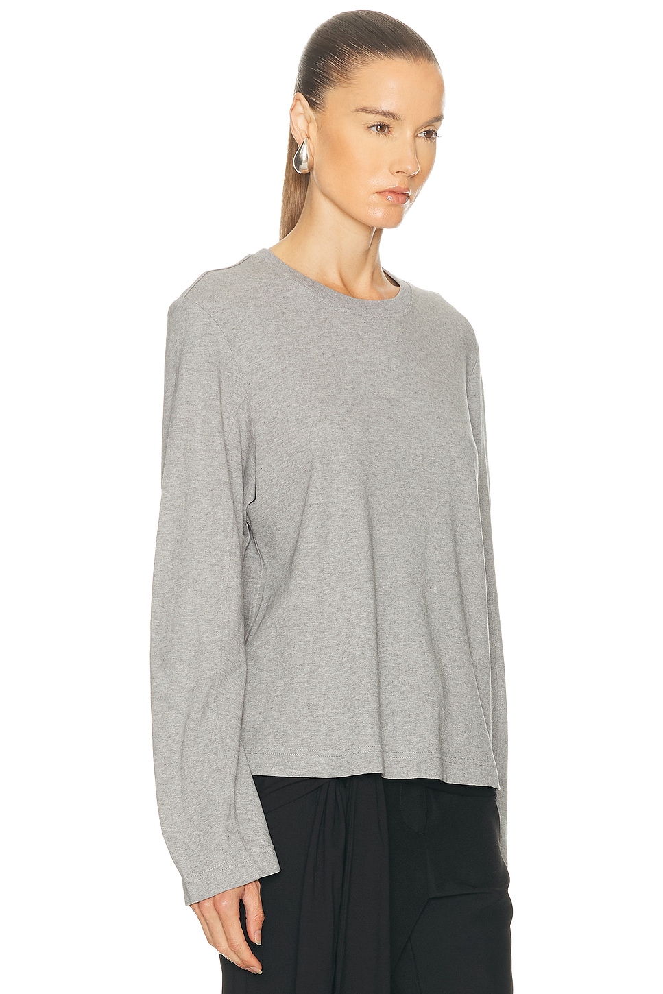 Eaves Lene Easy Long Sleeve Tee In Gray