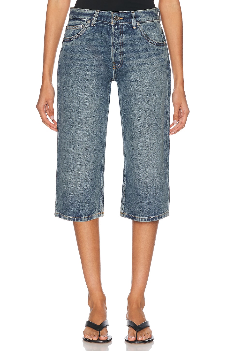 Adley Low Rise Loose Capri in Blue