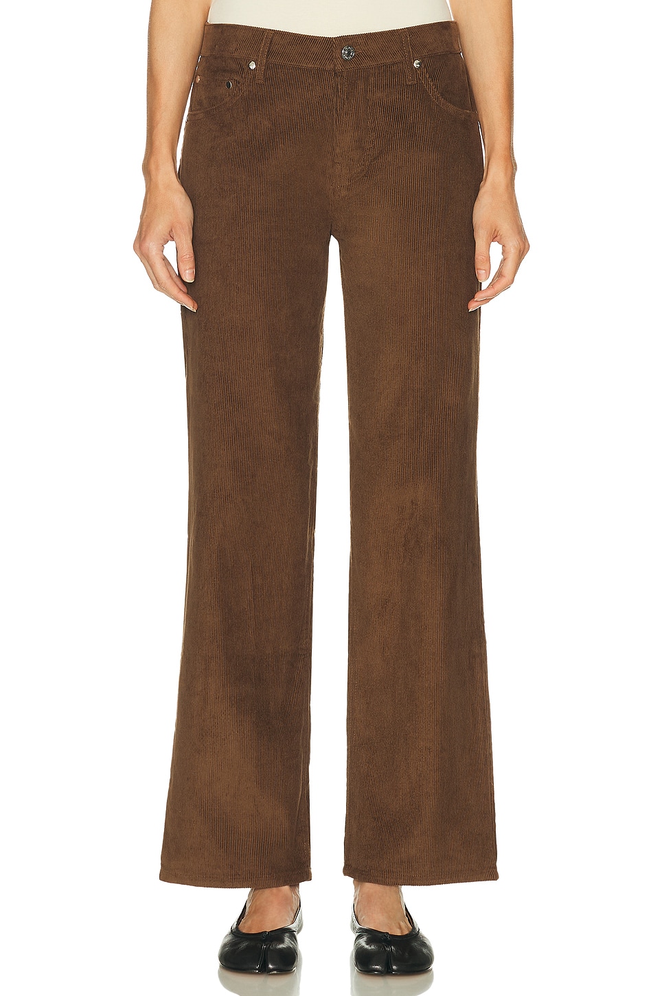Eb Denim Low Rise Baggy Jean In Brown