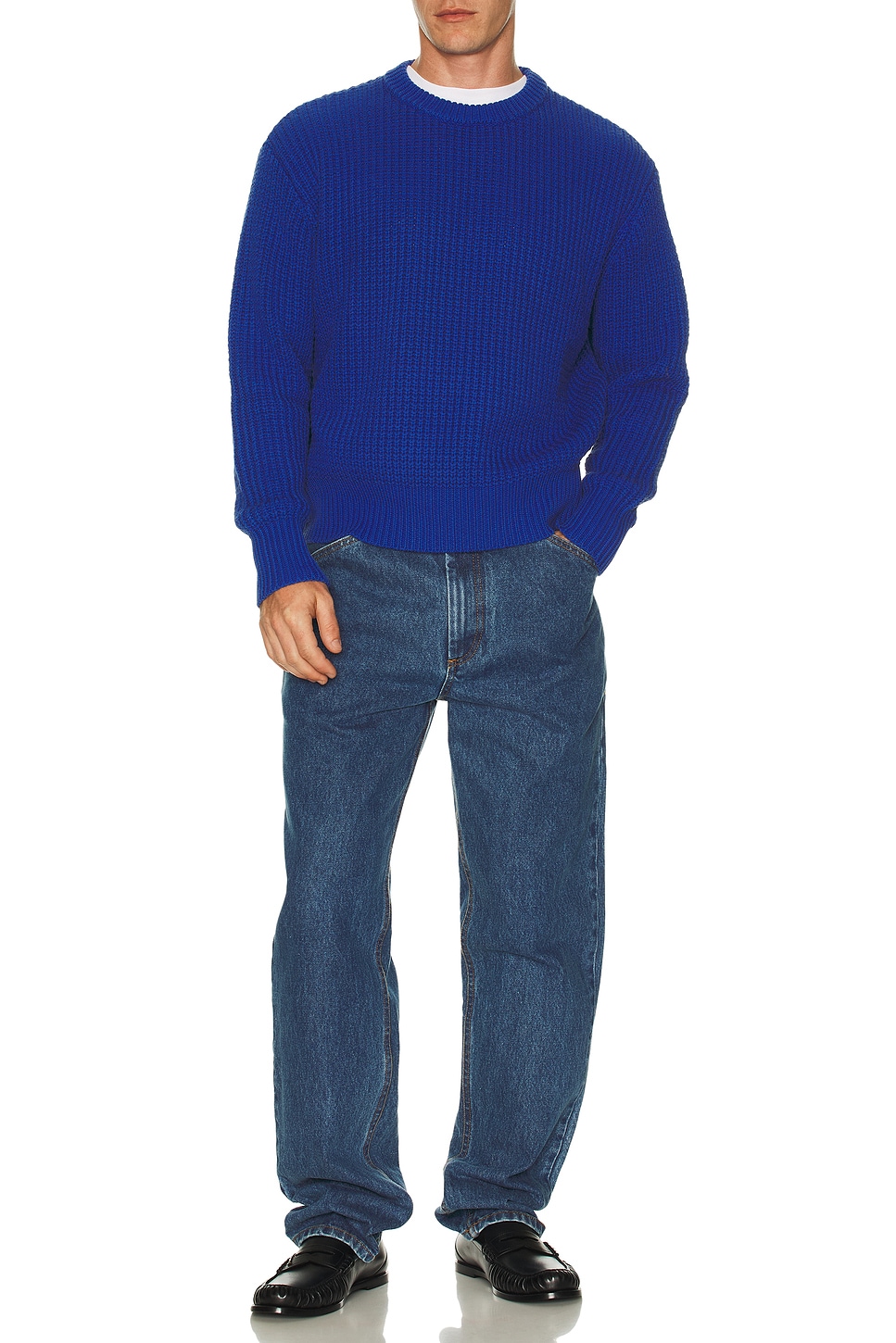 Image 1 of Every Other Thursday Fisherman Knit Sweater in Cobalt