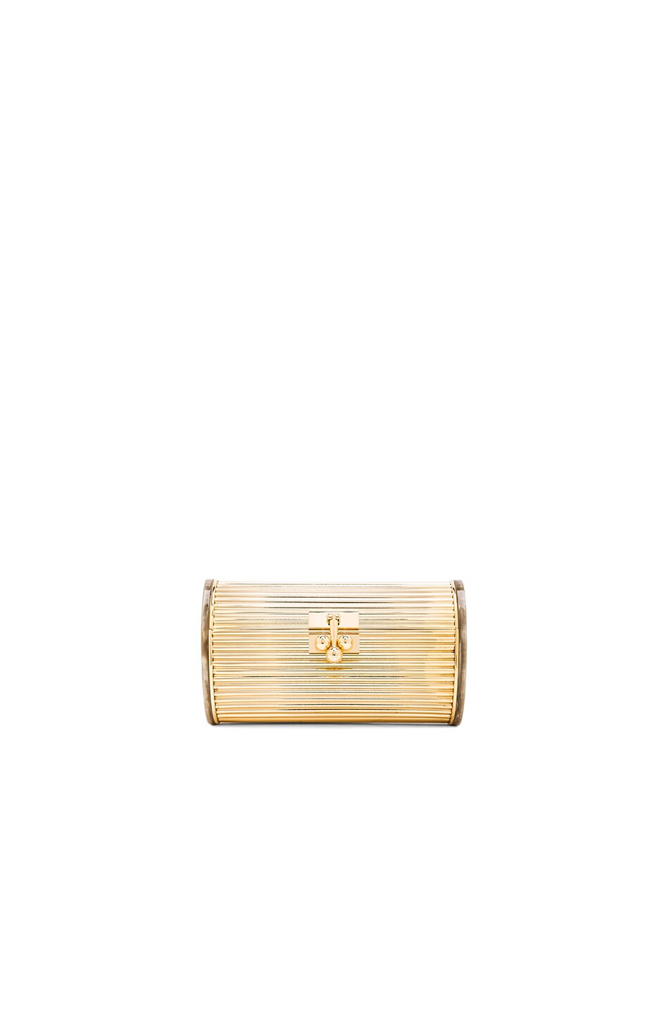 Image 1 of Edie Parker Dani Metal Back It Clutch in Gold & Taupe