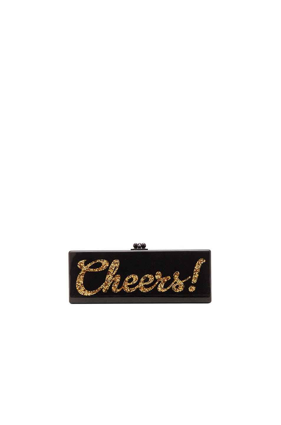 Image 1 of Edie Parker Flavia Cheers Clutch in Obsidian Sand