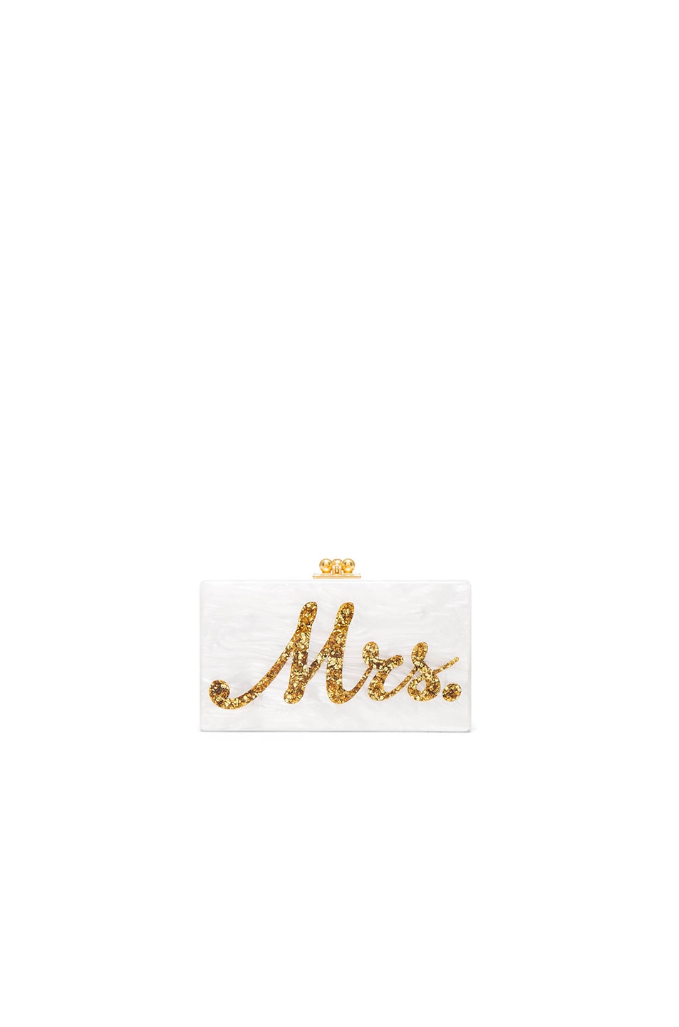 Image 1 of Edie Parker Mrs. Clutch in White & Gold Confetti