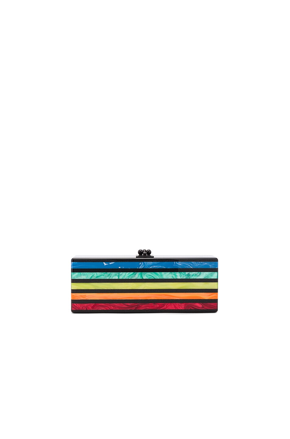 Image 1 of Edie Parker Flavia Striped Clutch in Obsidian & Rainbow