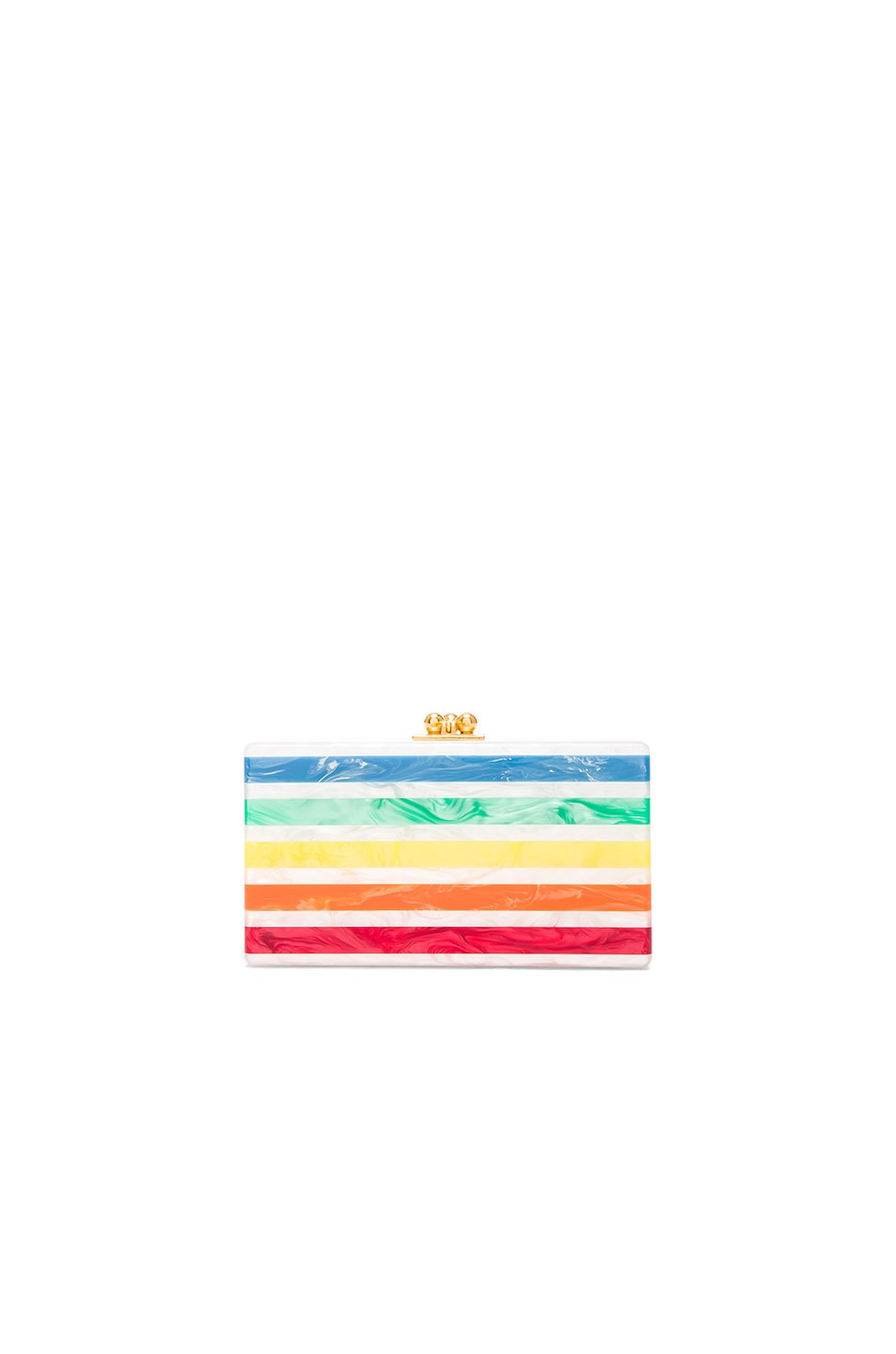 Image 1 of Edie Parker Jean Striped Clutch in White & Rainbow