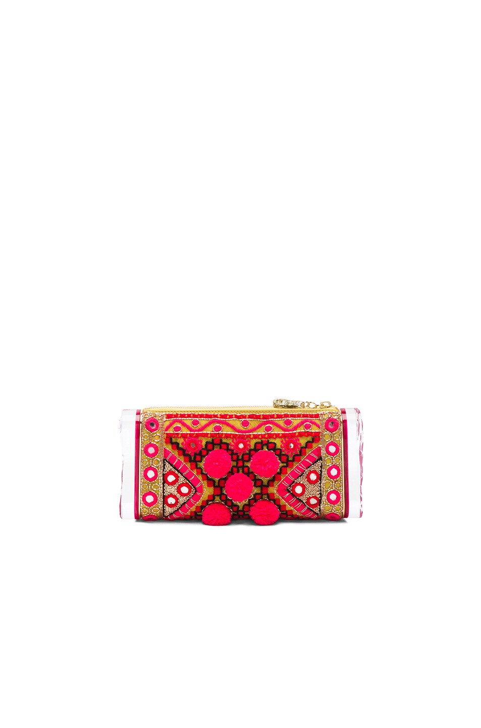 Image 1 of Edie Parker Soft Lara Embroidery Pouch in Red Tie Dye Multi