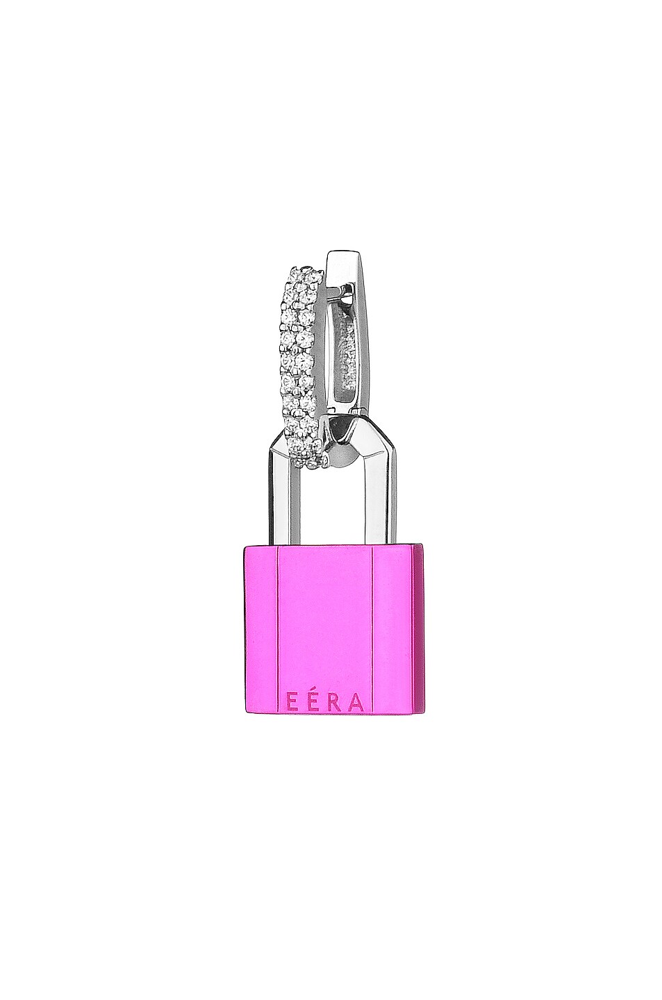 Image 1 of EERA Lock Single Earring in Neon Fuchsia & Diamond