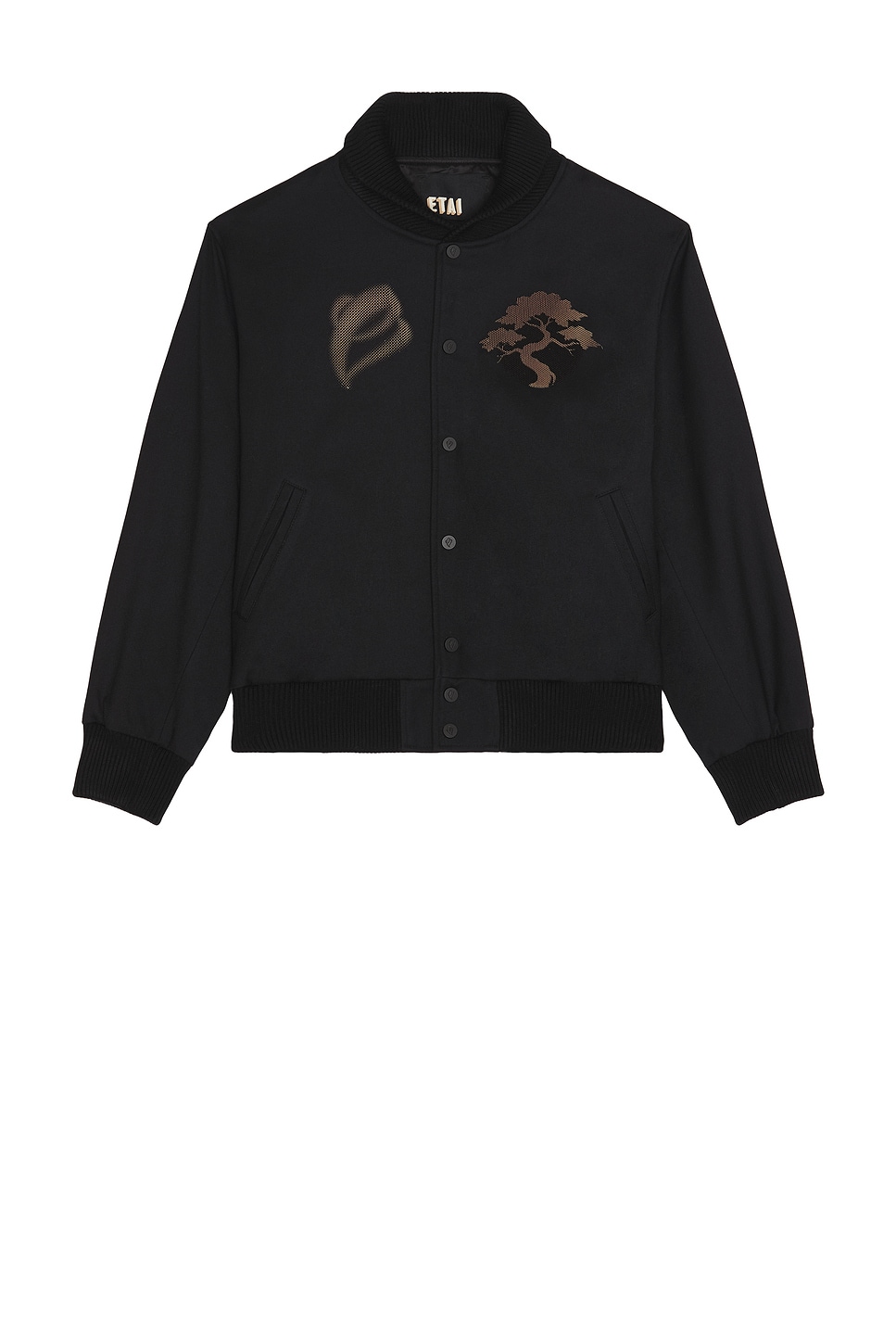 Image 1 of Etai LA 3D Print Bonsai Tree Fold Over Collar Bomber in Black