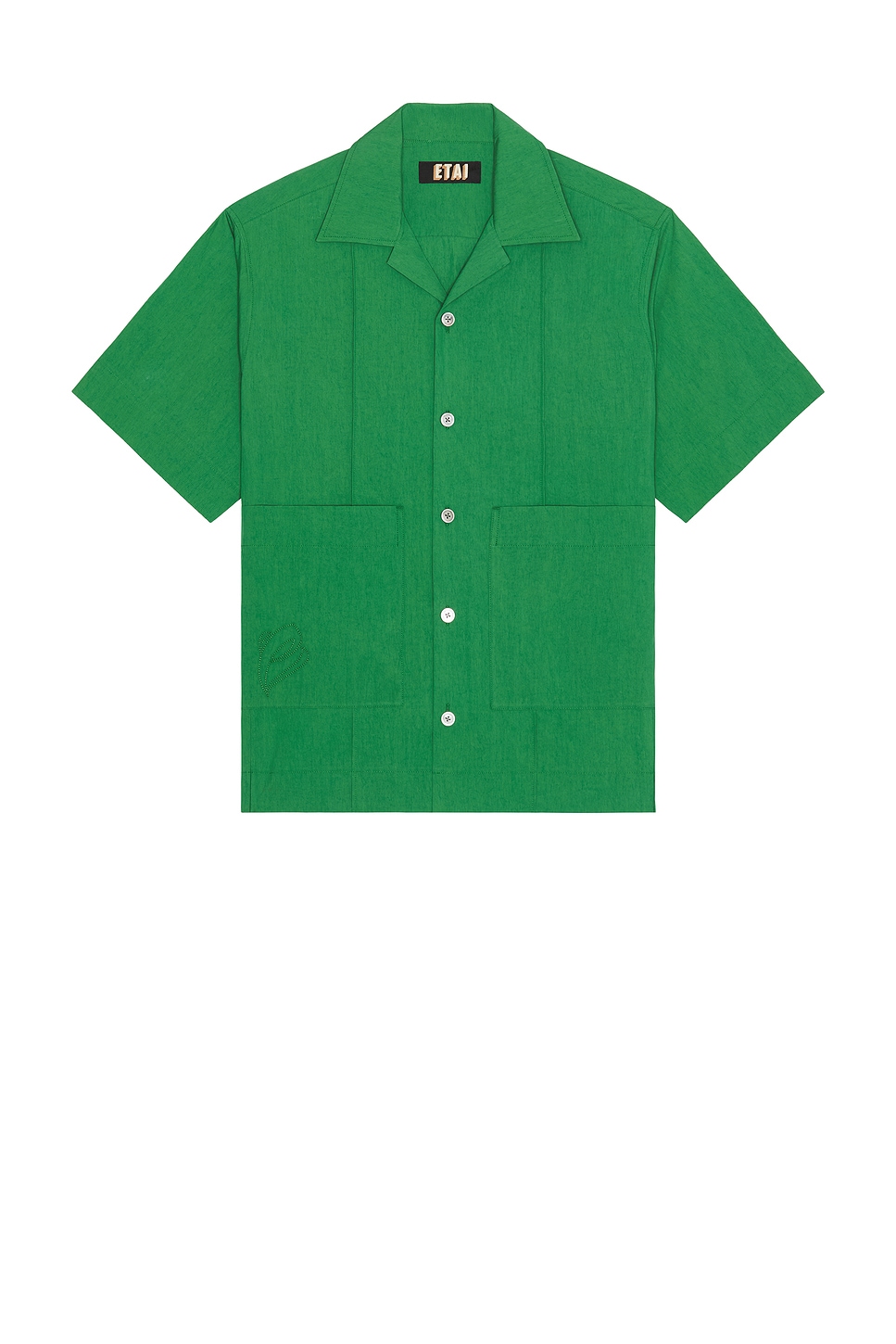 Double Pocket Pin Tuck Shirt in Green