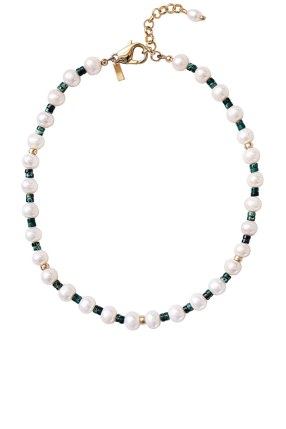 Image 1 of Eliou Fern Necklace in Pearl & Green