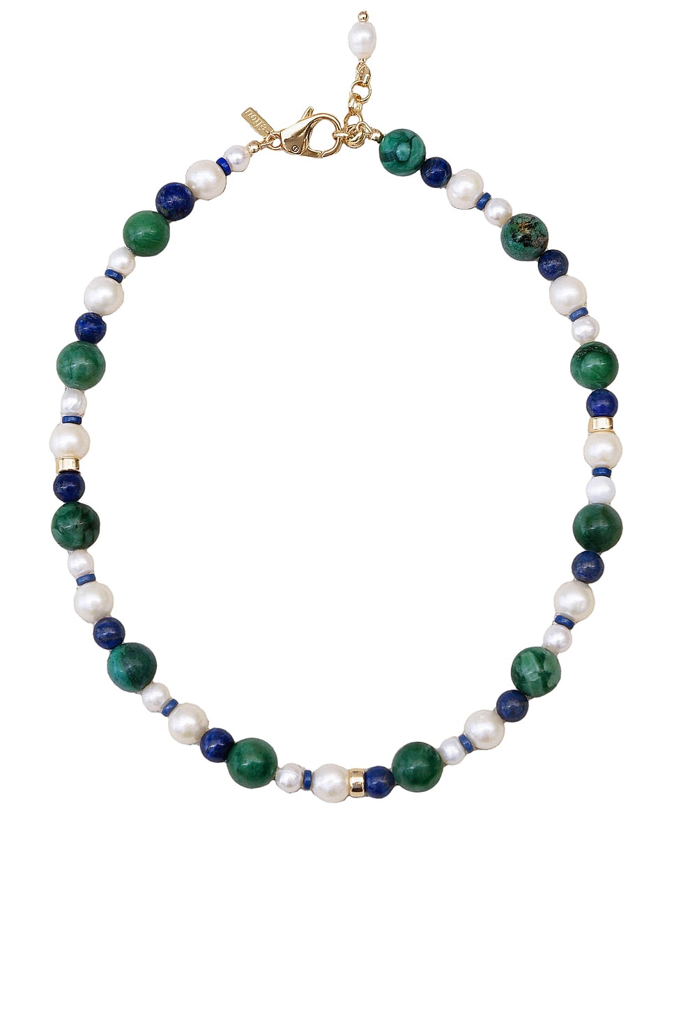 Image 1 of Eliou Moss Necklace in African Jade, Lapis Lazzuli, & Freshwater Pearl