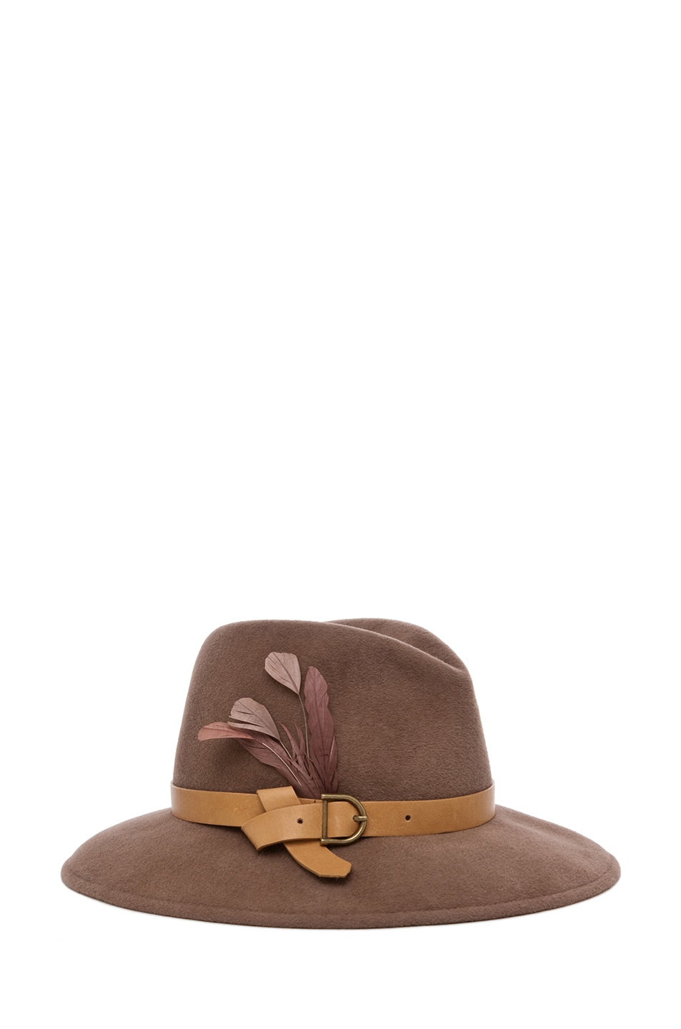 Image 1 of Eugenia Kim Bianca Hat with Leather Band and Feather in Blush