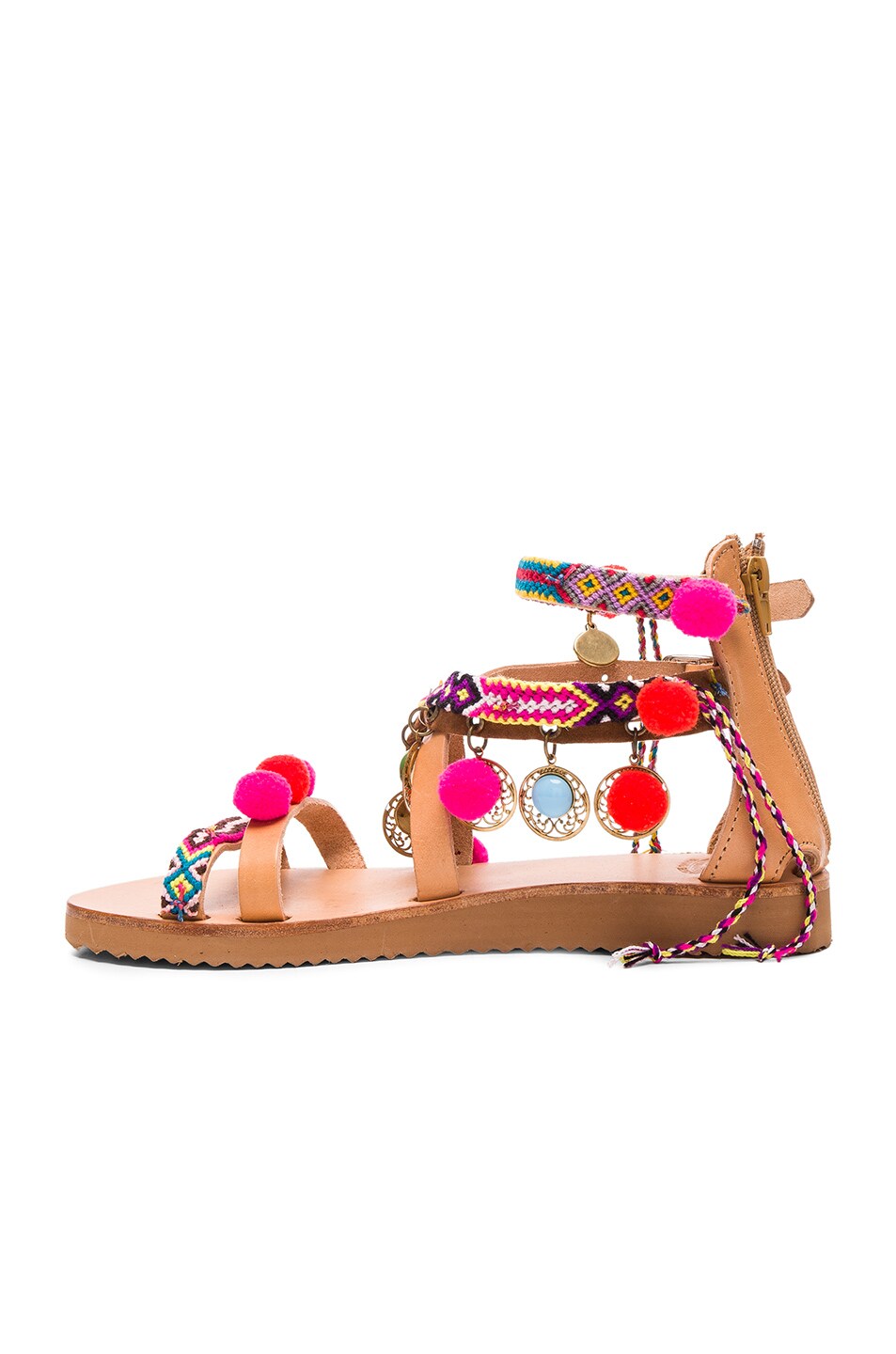 Elina Linardaki Leather Gipsy Spell Sandals in Multi | FWRD