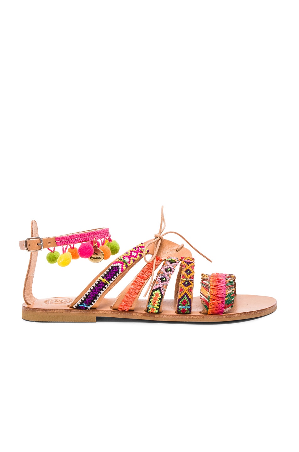 Elina Linardaki Leather Hula Hoop Sandals in Multi | FWRD