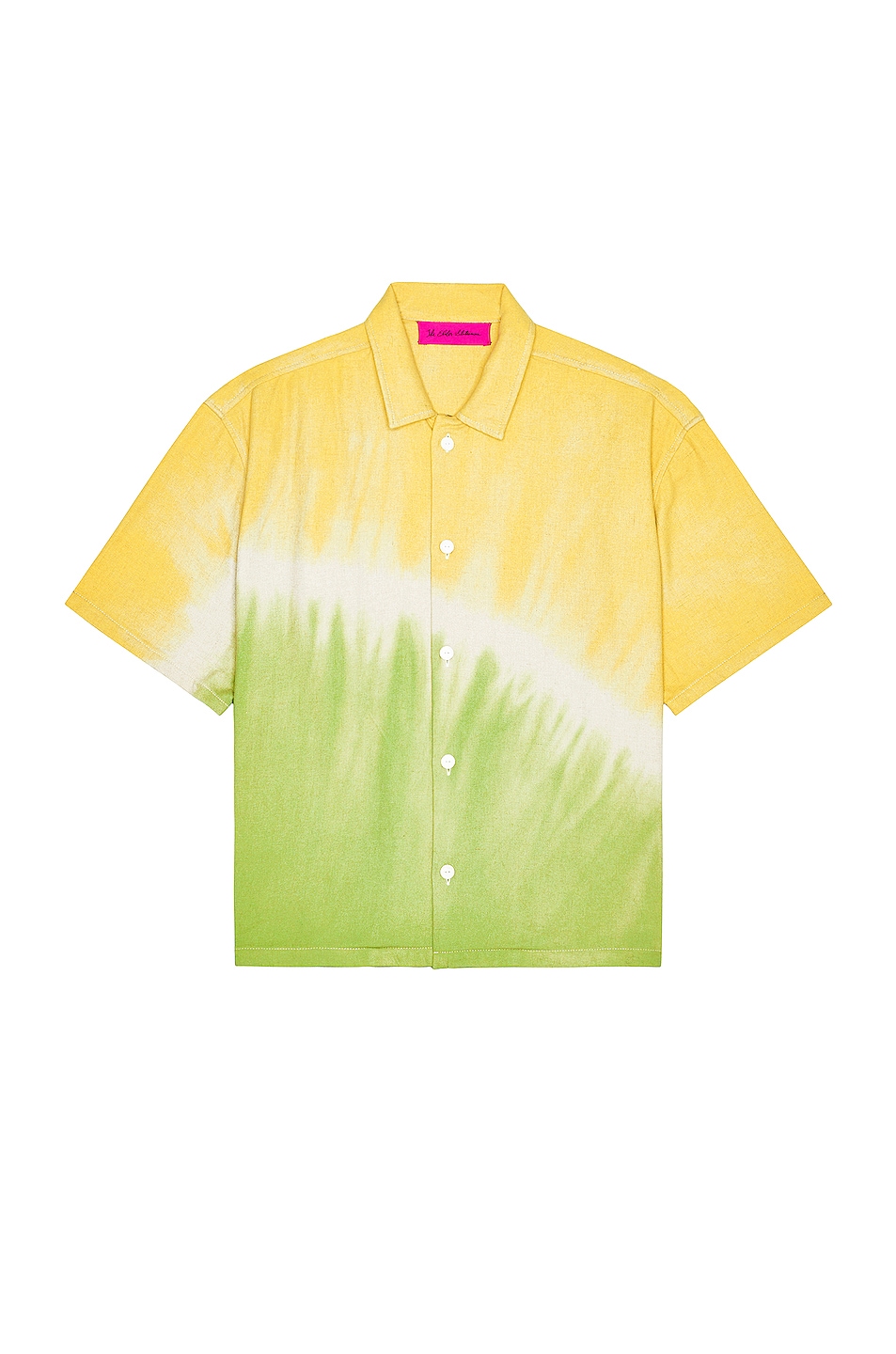Image 1 of The Elder Statesman Blot Recycle Cash Button Shirt in Oatmeal, Limon & Matcha