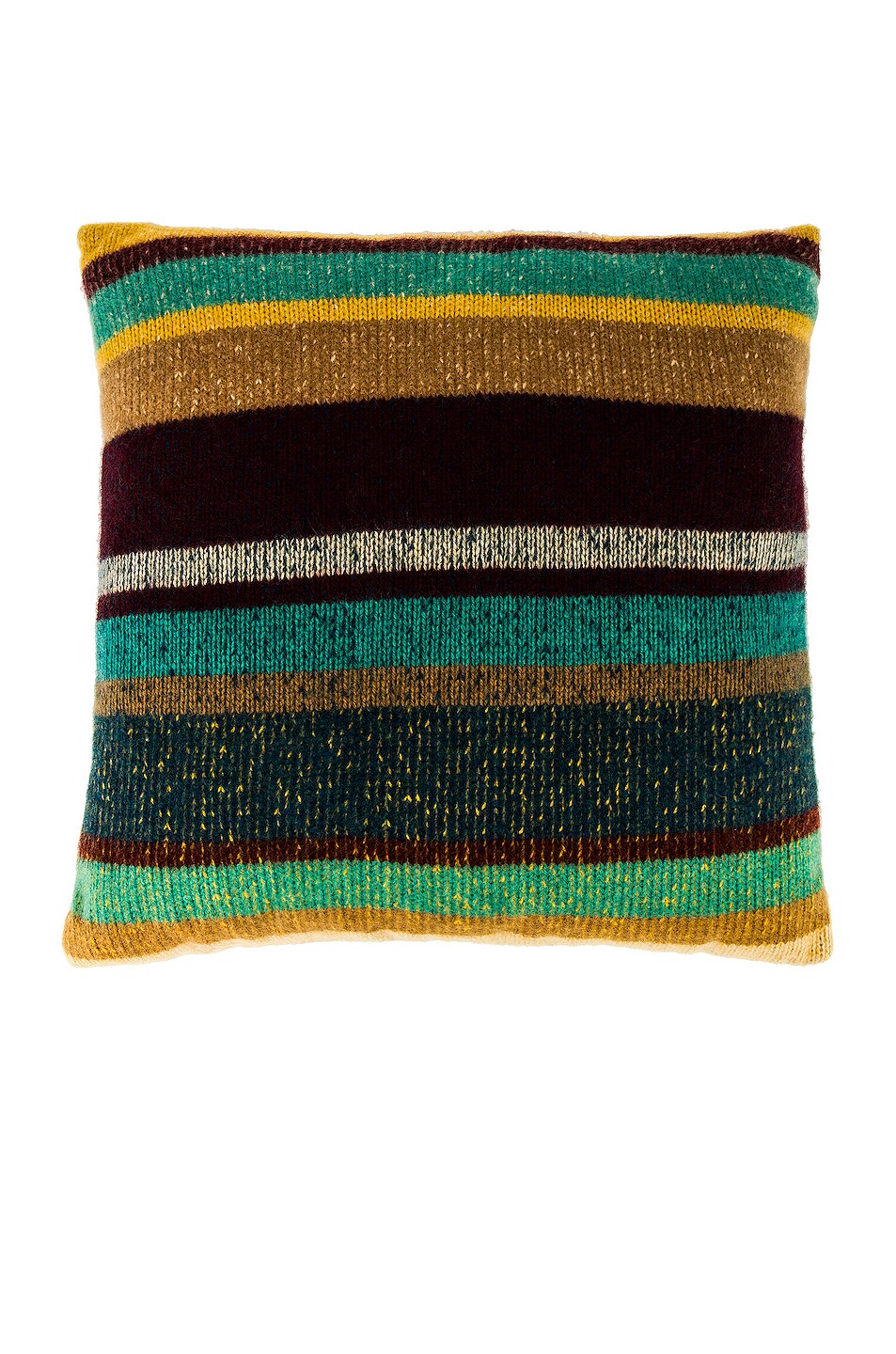 Image 1 of The Elder Statesman Cashmere Super Soft Pillow in Khaki, Yellow, Maroon, Turquoise, Peacock & Caramel