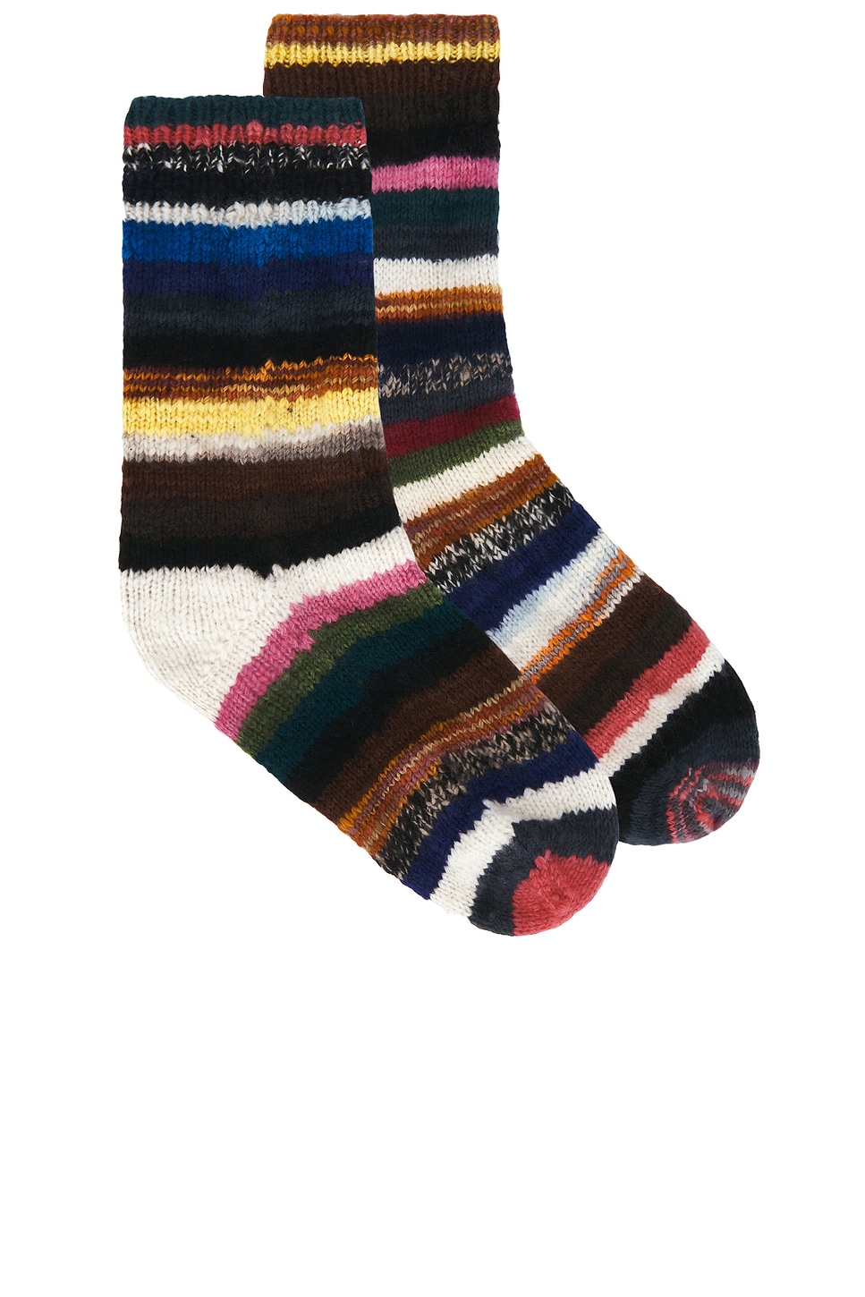 The Elder Statesman Hand Knit Mix N' Match Sock In Multi