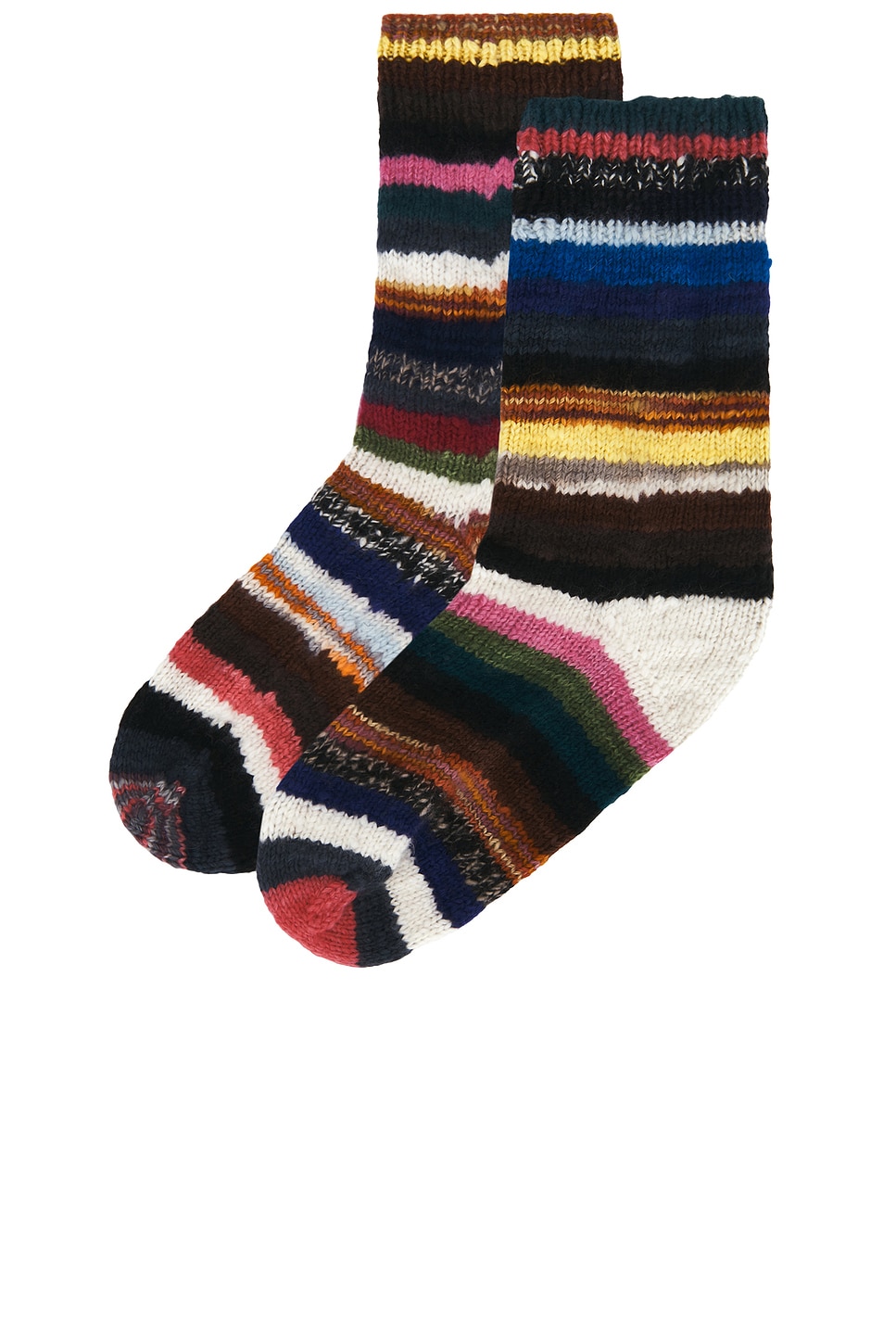 The Elder Statesman Hand Knit Mix N' Match Sock In Multi