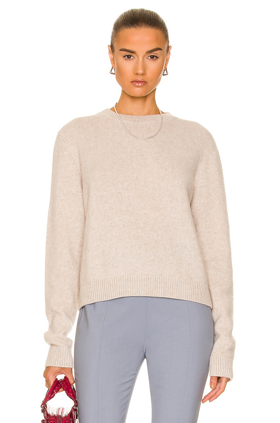 Image 1 of The Elder Statesman Cashmere Simple Crew Sweater in White