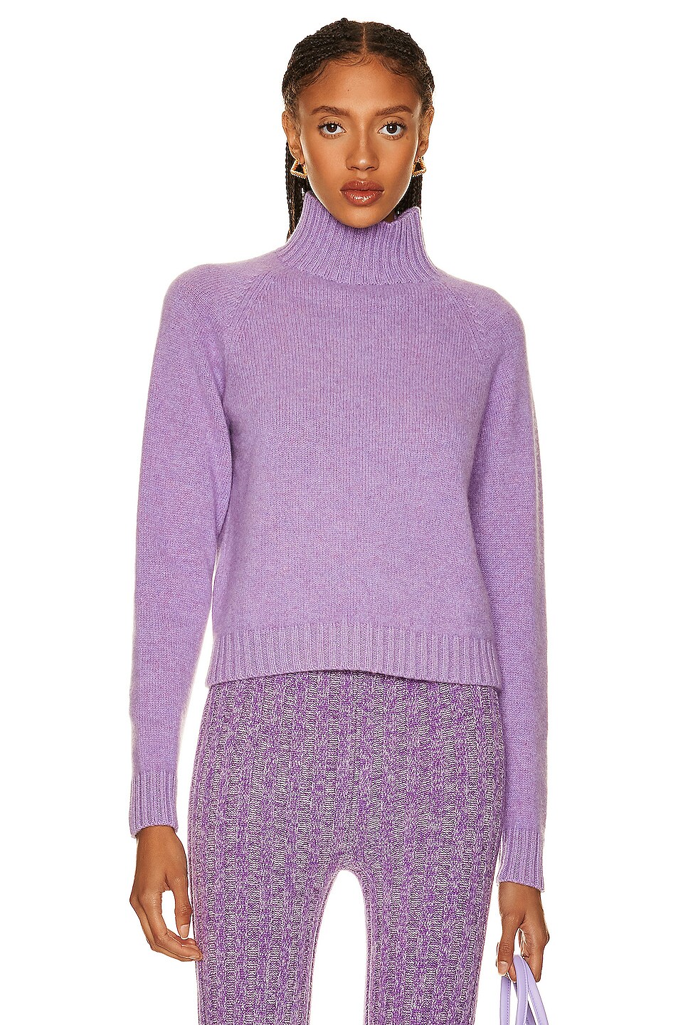 Image 1 of The Elder Statesman Cashmere Turtleneck Sweater in Orchid