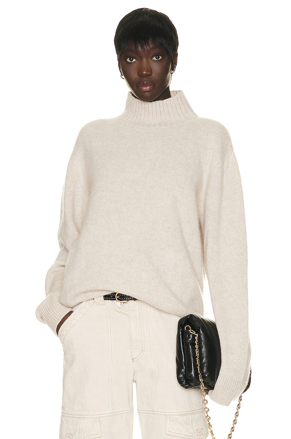 Image 1 of The Elder Statesman Relaxed Turtleneck Sweater in White