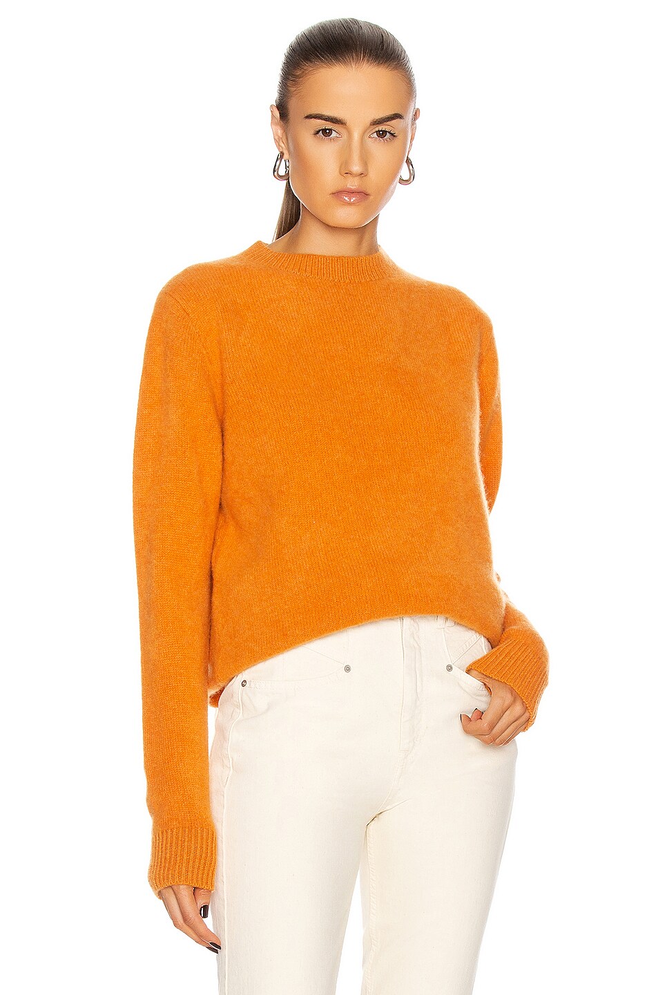 Image 1 of The Elder Statesman Simple Crew Sweater in Orange