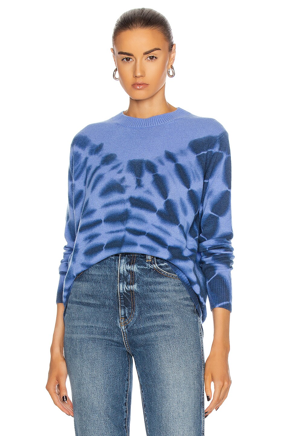 The Elder Statesman Ink Blot Tranquility Crew Sweater in Periwinkle ...