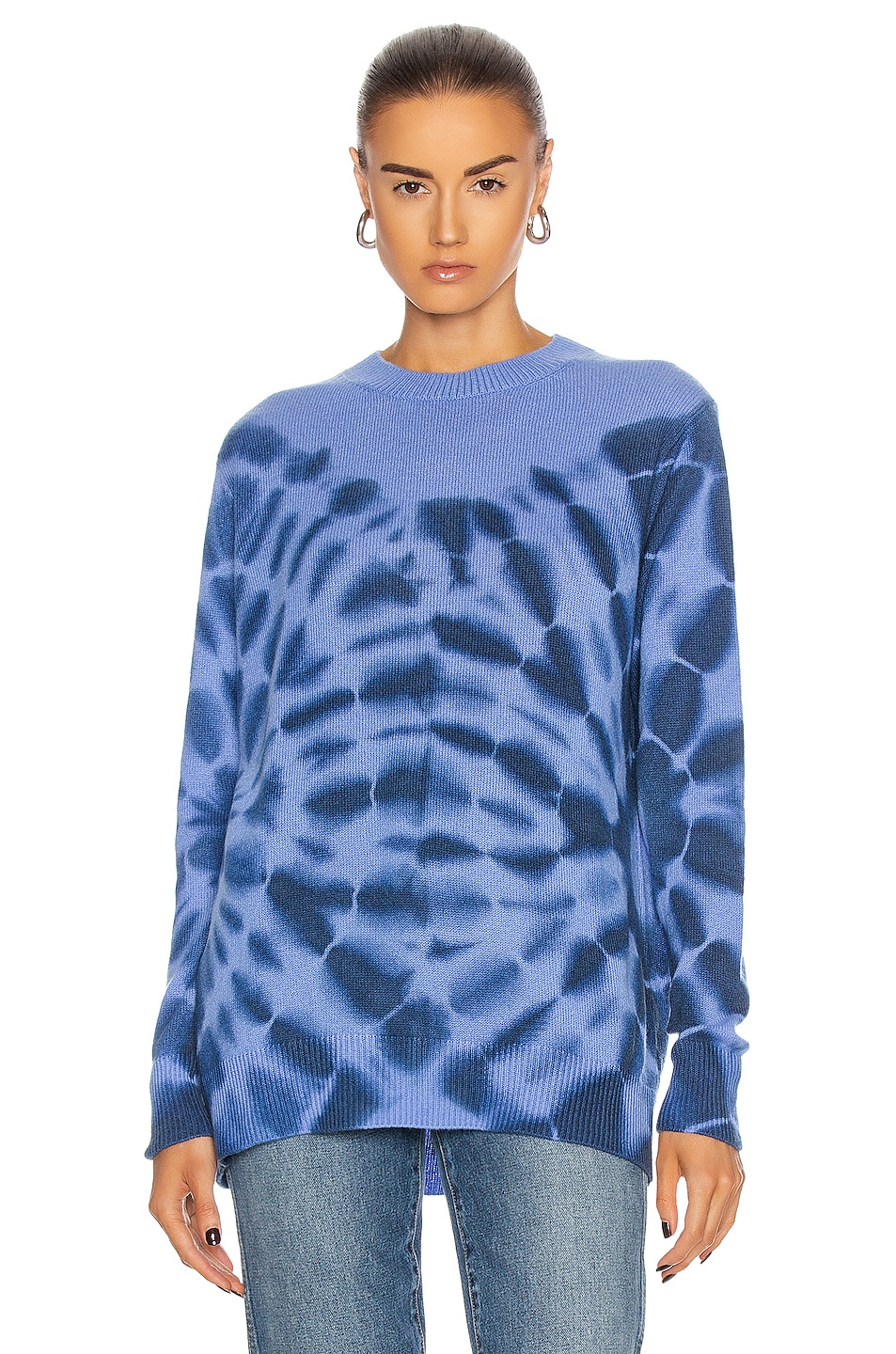 The Elder Statesman Ink Blot Tranquility Crew Sweater in Periwinkle ...