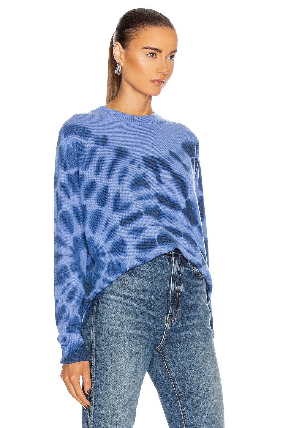 The Elder Statesman Ink Blot Tranquility Crew Sweater in Periwinkle ...