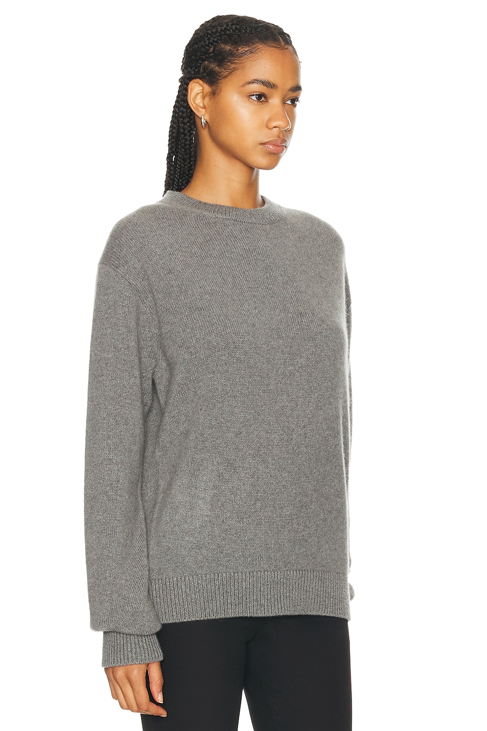 Shop The Elder Statesman Simple Crew Sweater In Light Grey