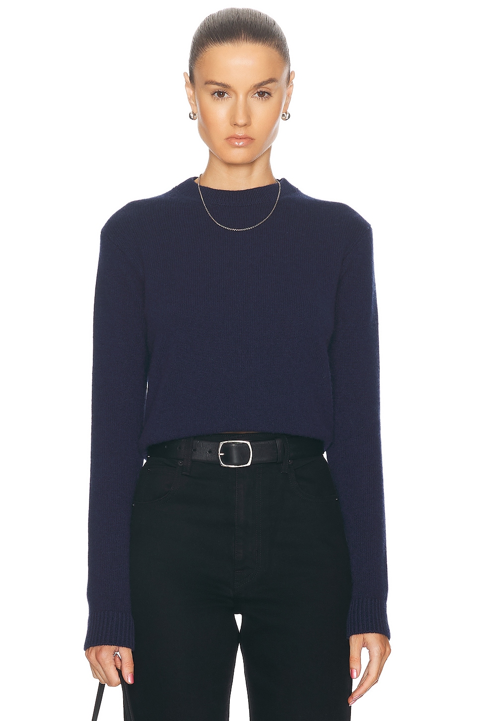 Image 1 of The Elder Statesman Simple Crew Sweater in Navy