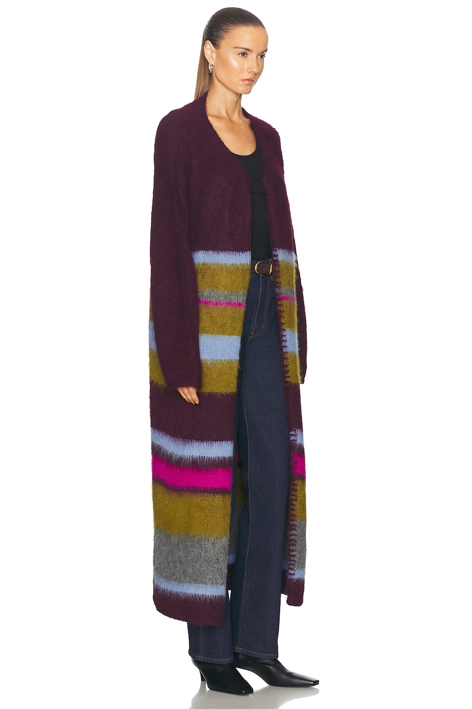 Shop The Elder Statesman Thistle Stripe Duster In Merlot  Peacock  & Electric Pink