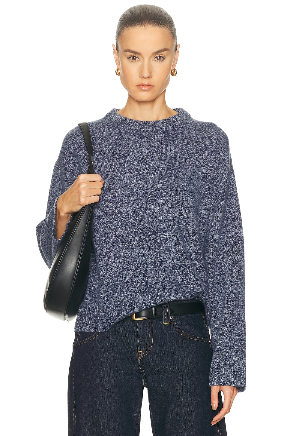 Image 1 of The Elder Statesman Zuma Marl Crewneck Sweater in Storm Twist