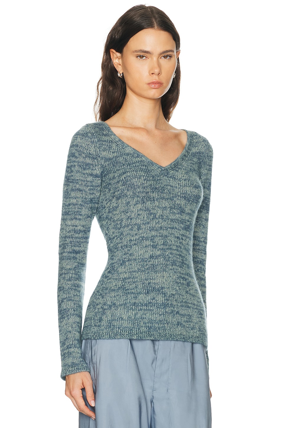 The Elder Statesman Off The Shoulder V-Neck Sweater | Thumbnail 2