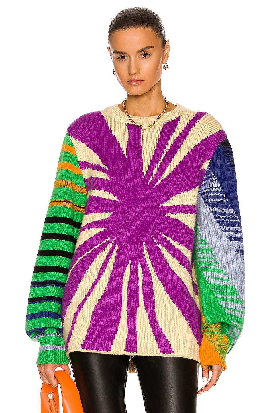 Image 1 of The Elder Statesman Fantasy Sweater in Yellow & Bougainvillea