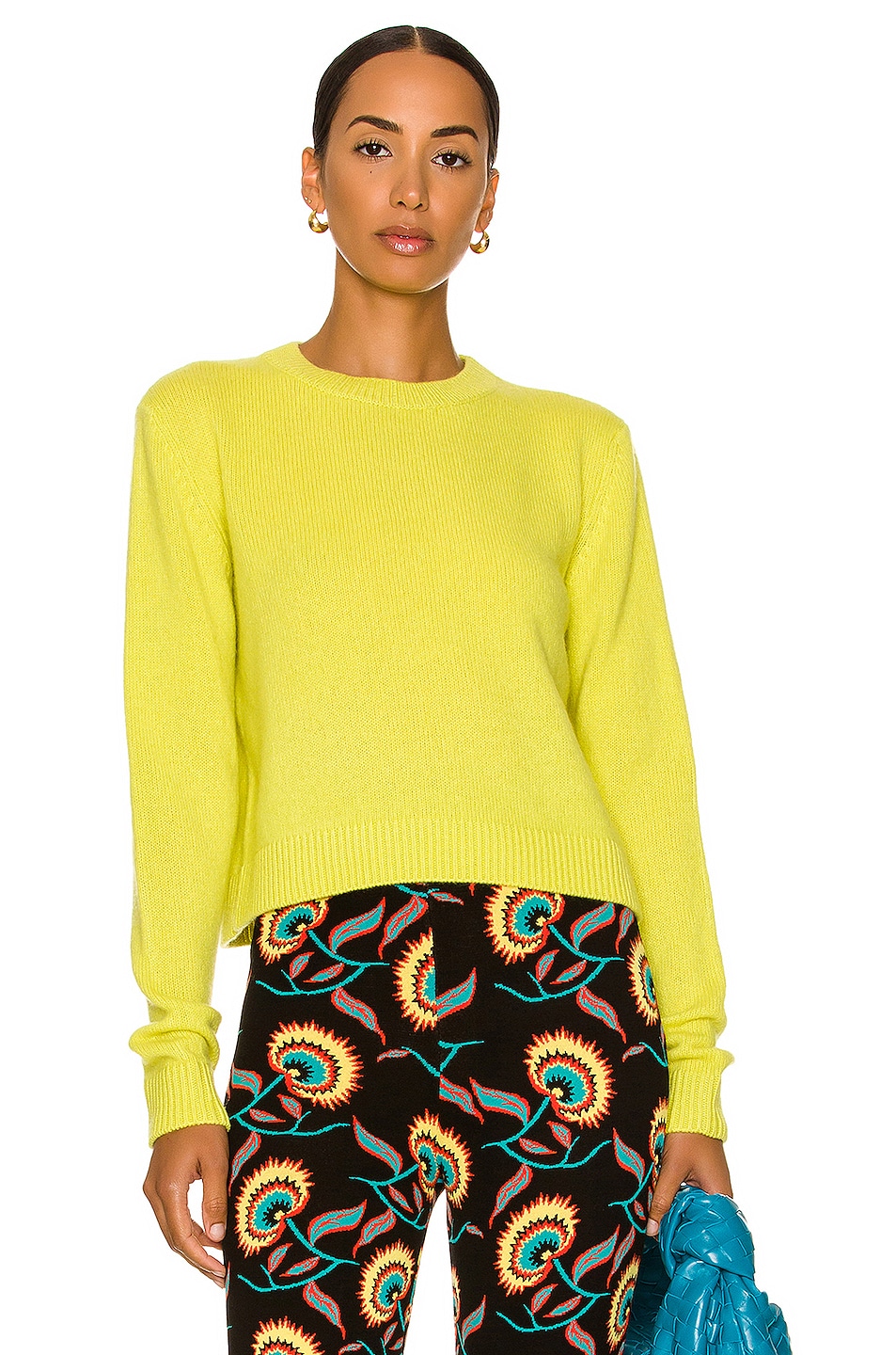 Image 1 of The Elder Statesman Cashmere Simple Crew Sweater in Limon