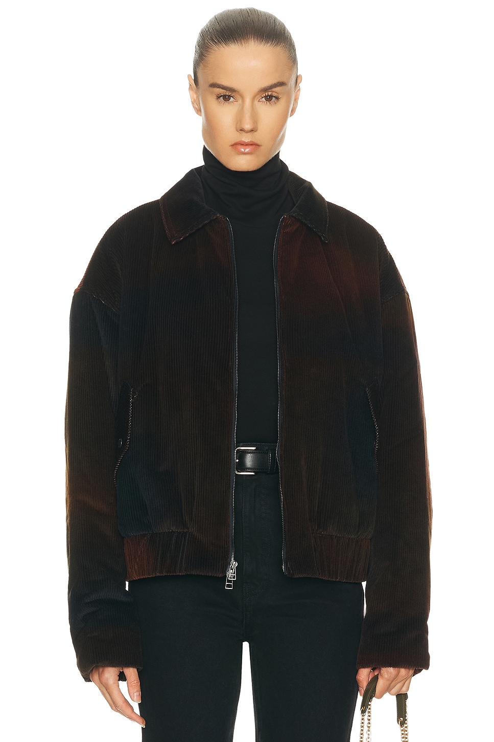 The Elder Statesman Ombre Cord Boxy Jacket In Burgundy