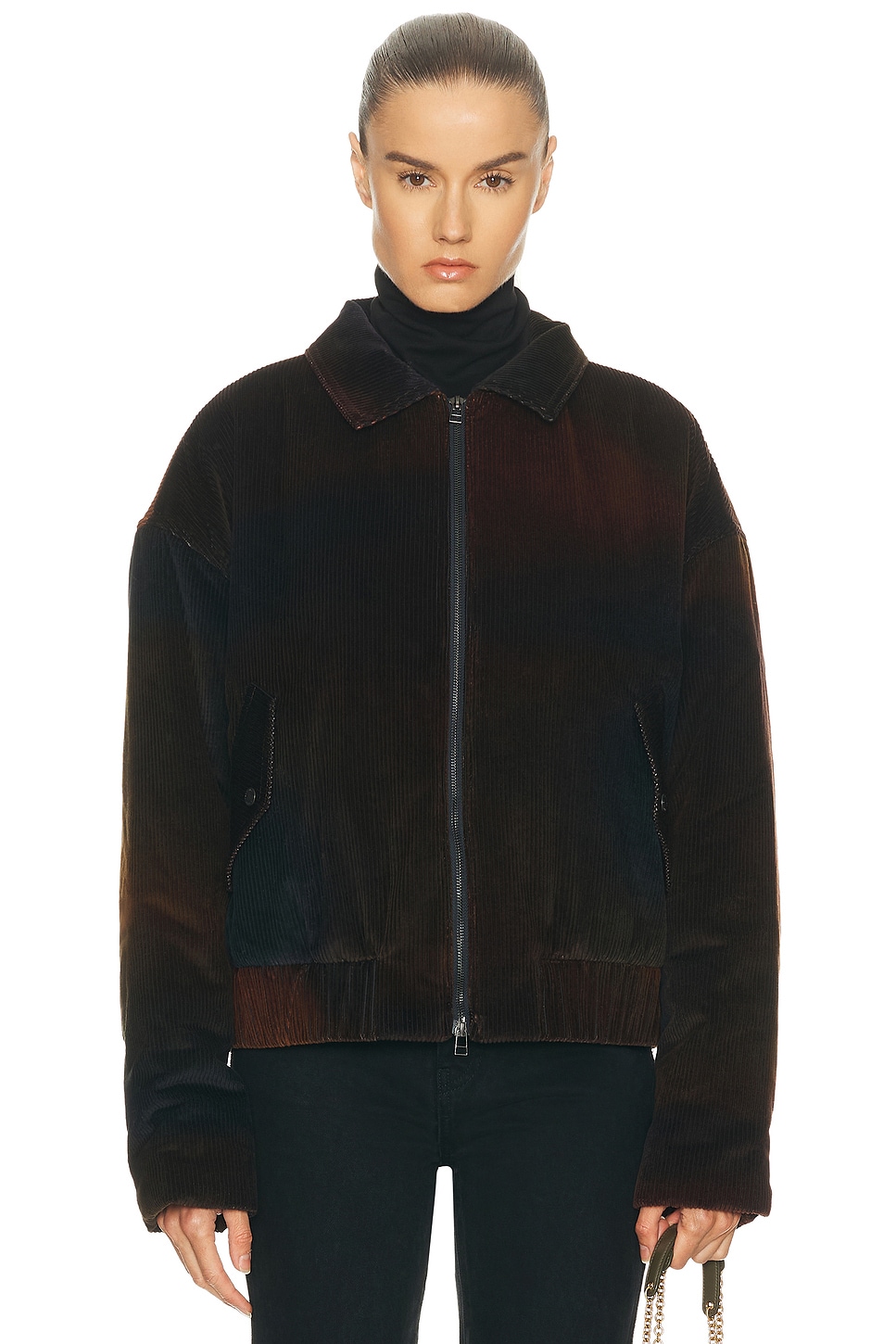 The Elder Statesman Ombre Cord Boxy Jacket In Burgundy
