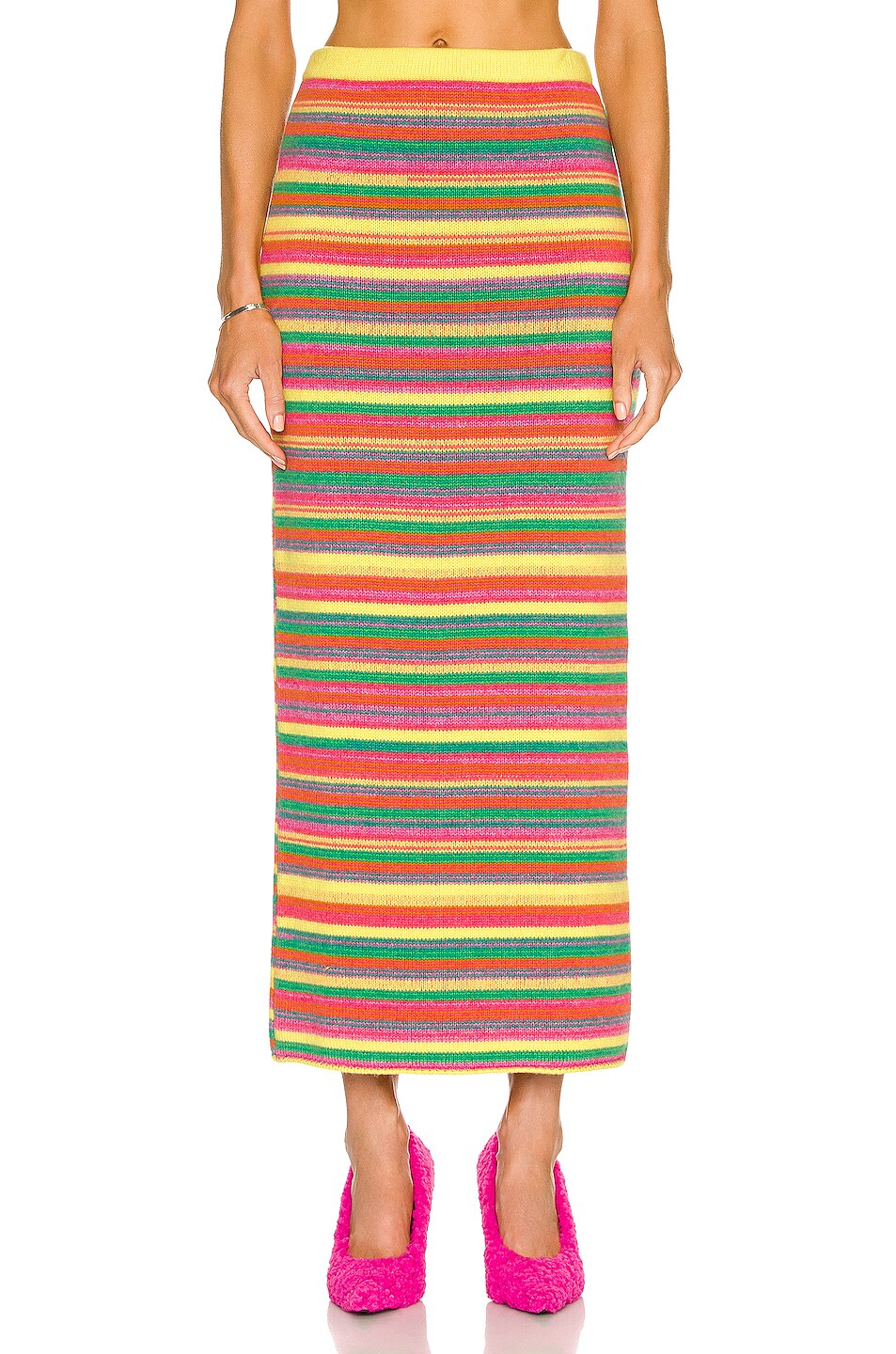 The Elder Statesman Sundown Maxi Cashmere Skirt in Limon, Hibiscus ...