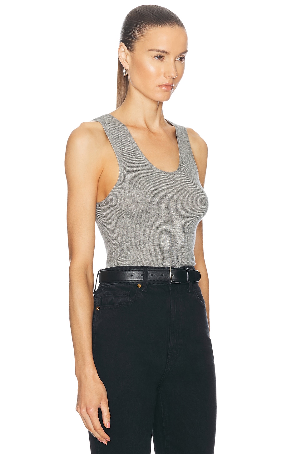 Shop The Elder Statesman Delicash Knit Tank Top In Light Grey