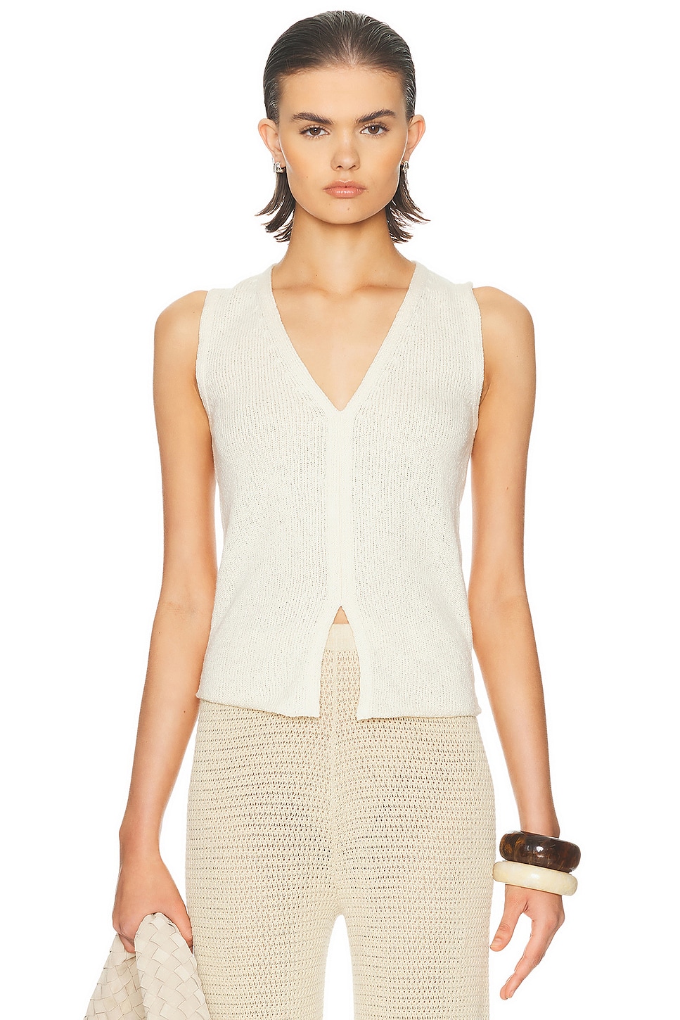 The Elder Statesman Nora Lite Split Hem Tank In Brown