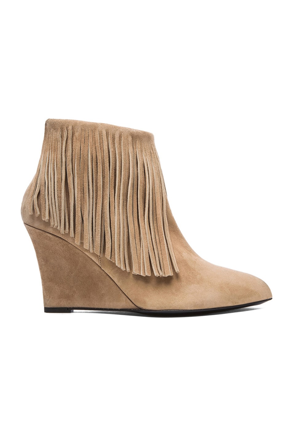 Image 1 of elysewalker los angeles Suede Fringe Booties in Taupe