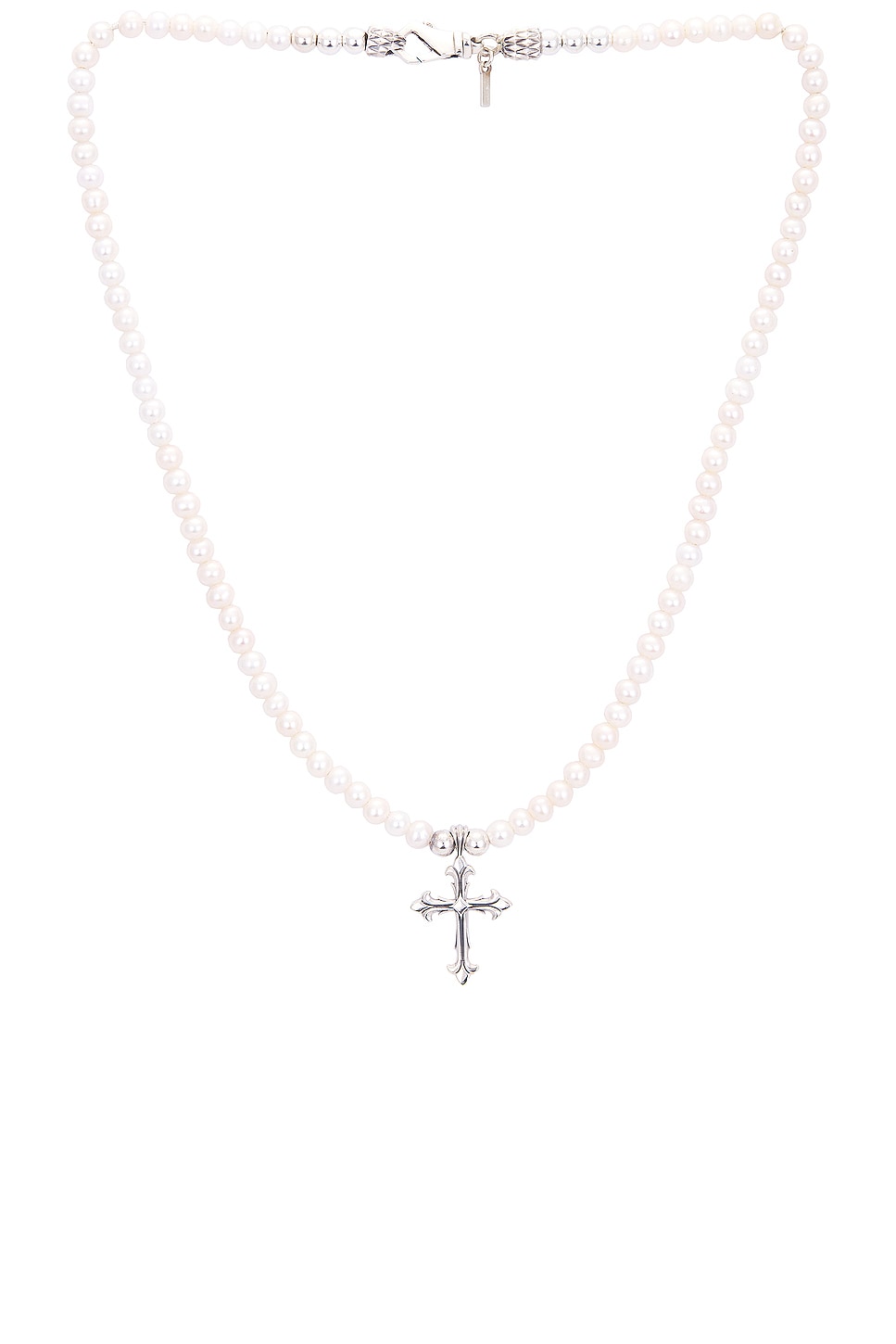 Image 1 of Emanuele Bicocchi Pearl Necklace With Fleury Cross in White