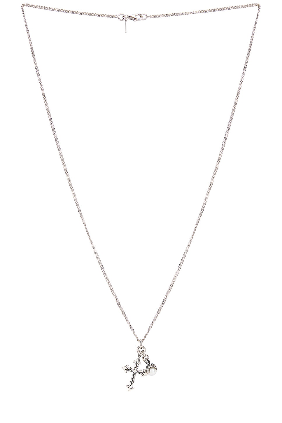 Image 1 of Emanuele Bicocchi Pearl And Cross Pendant in White